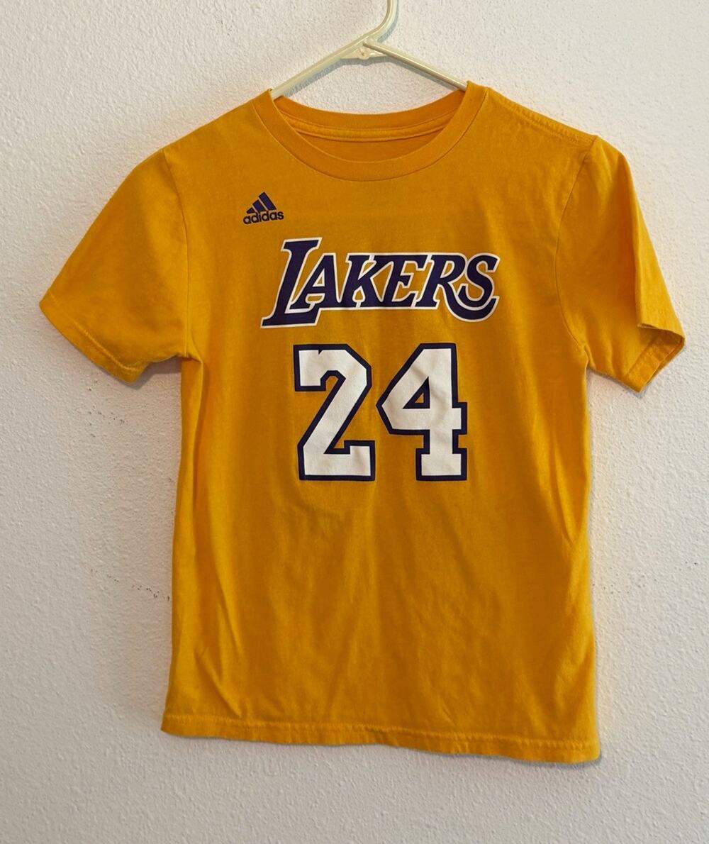 Youth Size 10/12 adidas Los Angeles Lakers Kobe Bryant #24 Gold NBA T-Shirt